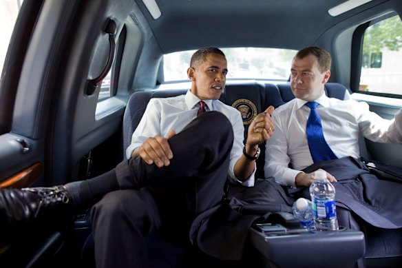 Con el entonces presidente de los Estados Unidos, Barack Obama, en 2010.