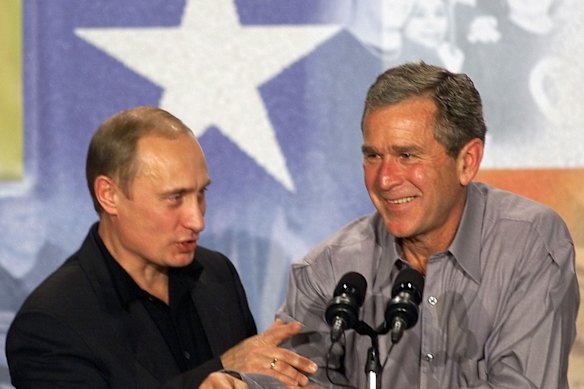 Vladimir Putin y George W. Bush en Texas en 2001.