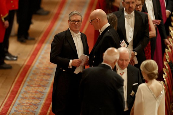 El primer ministro británico, Keir Starmer, llega al banquete estatal el miércoles.