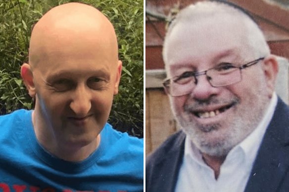 Adrian Daulby, de 53 años, (izquierda) y Melvin Cravitz, de 66 años, murieron durante el ataque de la sinagoga de Manchester.