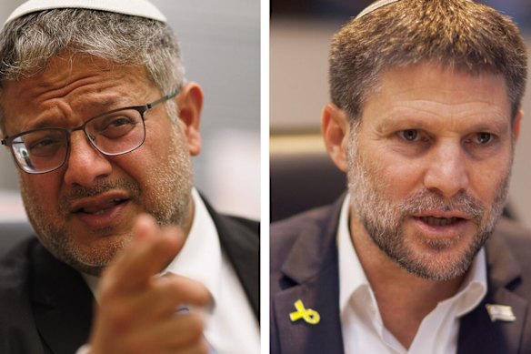 Los israelíes de línea dura Itamar Ben-Gvir (izquierda) y Bezalel Smotrich han sido sancionados por Australia y otros aliados occidentales.