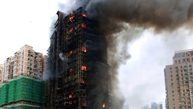 El incendio de Shanghai en 2010.